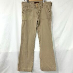 HOLLISTER Y2K 2000s Khaki Low‎ Rise Flare Pants Women's 5R Vintage Flap Pockets